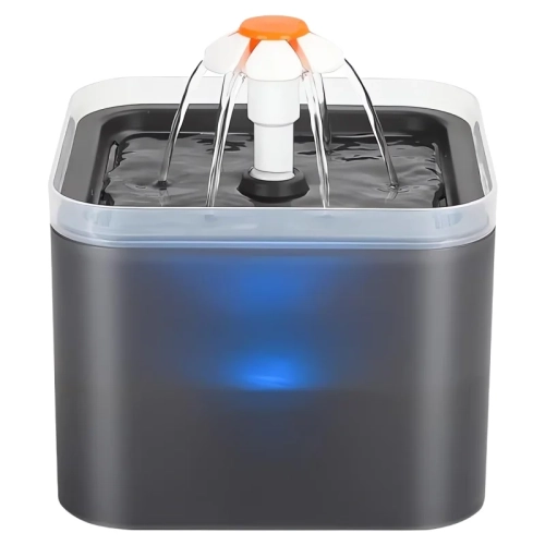2L Pet Drinking Fountain with LED Light – Translucent design and bright LED light, ultra-quiet and quadruple filtration, 3 fountain drinking designs