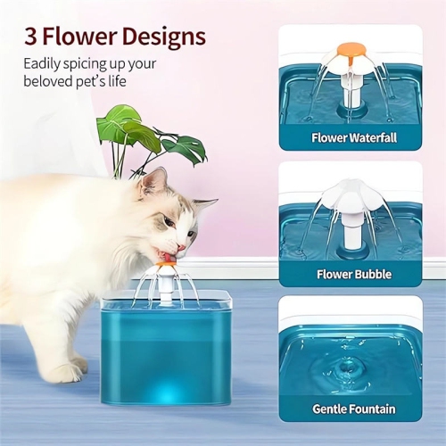 2L Pet Drinking Fountain with LED Light – Translucent design and bright LED light, ultra-quiet and quadruple filtration, 3 fountain drinking designs