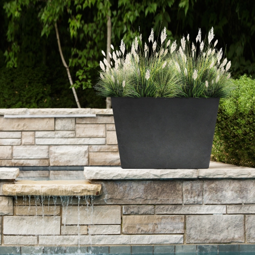 Tierra Verde 28in W x 20in H Sonata Classic Self-Watering X-Large Indoor/Outdoor Trough Planter in Black