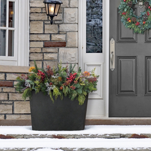 Tierra Verde 28in W x 20in H Sonata Classic Self-Watering X-Large Indoor/Outdoor Trough Planter in Black