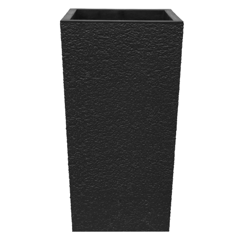 Tierra Verde 13in W x 26in H Citadel Stucco Large Recycled Self-Watering Indoor/Outdoor Column Planter in Black