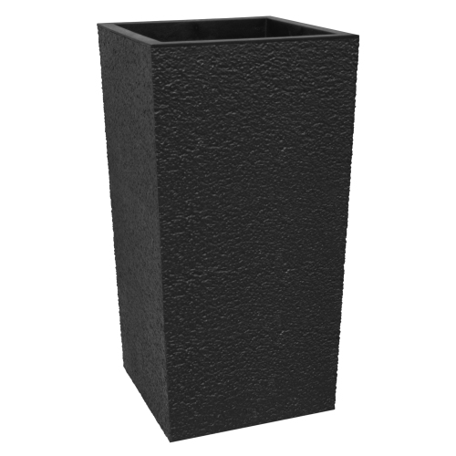 Tierra Verde 13in W x 26in H Citadel Stucco Large Recycled Self-Watering Indoor/Outdoor Column Planter in Black