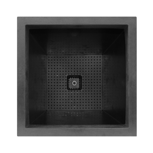 Tierra Verde 13in W x 26in H Citadel Stucco Large Recycled Self-Watering Indoor/Outdoor Column Planter in Black