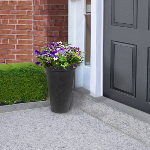 Grande jardinière ronde ronde ronde ronde à arrosage automatique Aria classique W x 20&nbsp;po H de 12&nbsp;po, intérieure/extérieure, noire