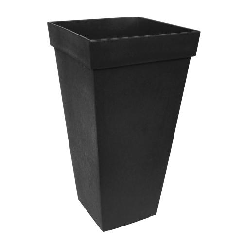 Tierra Verde 15in W x 28in H Symphony Classic Self-Watering Tapered Large Square Indoor/Outdoor Planter-Black
