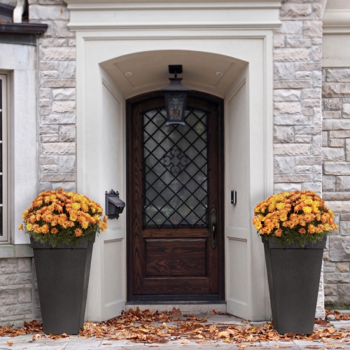 Tierra Verde 15in W x 28in H Symphony Classic Self-Watering Tapered Large Square Indoor/Outdoor Planter-Black