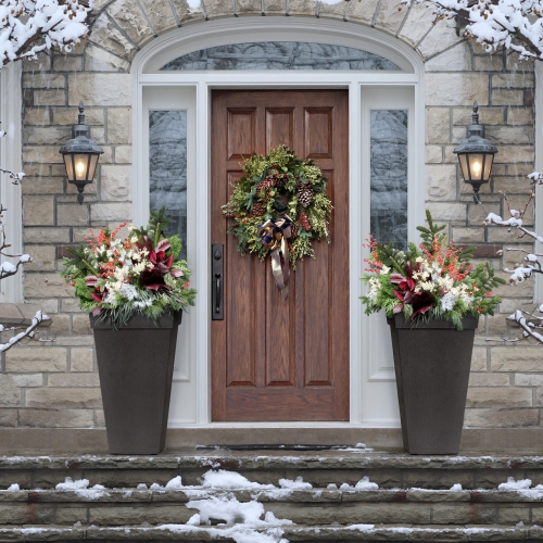 Tierra Verde 15in W x 28in H Symphony Classic Self-Watering Tapered Large Square Indoor/Outdoor Planter-Black