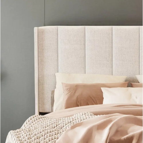 Upholstered Queen Size Simplicity Platform Bed Frame With Headboard Mattress Foundation Strong Wooden Slats Support Easy Assembly No Box Spring Needed