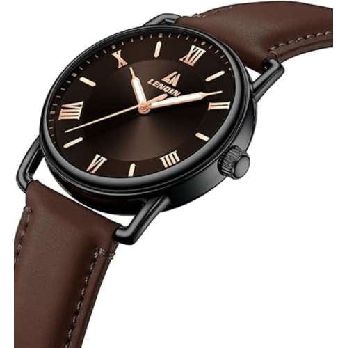 LN LENQIN Mens Watches Analog Quartz Watches Men 30M Waterproof Mens Wrist Watches Fashion Business Watches for Man Leather Watches