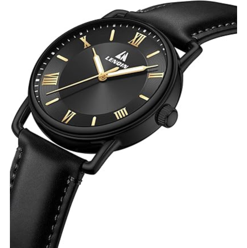 LN LENQIN Mens Watches Analog Quartz Watches Men 30M Waterproof Mens Wrist Watches Fashion Business Watches for Man Leather Watches