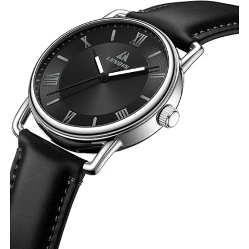 LN LENQIN Mens Watches Analog Quartz Watches Men 30M Waterproof Mens Wrist Watches Fashion Business Watches for Man Leather Watches