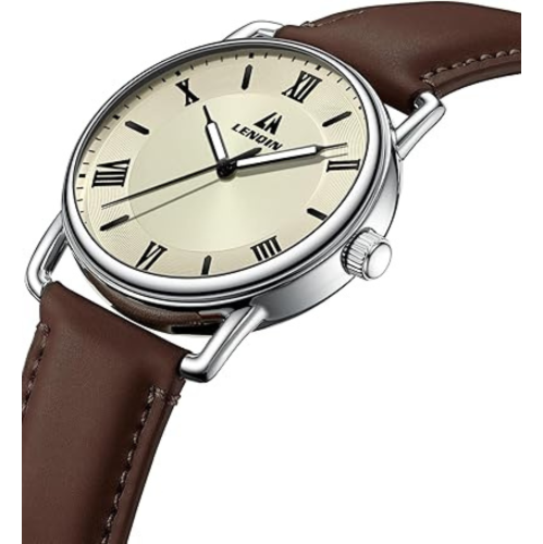 LN LENQIN Mens Watches Analog Quartz Watches Men 30M Waterproof Mens Wrist Watches Fashion Business Watches for Man Leather Watches