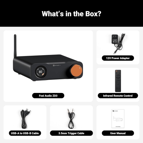 Fosi Audio ZD3 Desktop DAC Stereo Preamp, Fully Balanced DAC w/ ES9039Q2M, Bluetooth/USB/Optical/Coax/HDMI ARC Input, XLR/RCA Output w/ Remote