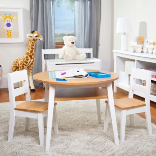 Round Wooden Table & Chairs