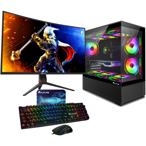 Ordinateur de jeu HAJAAN refroidissement liquide | Moniteur de jeu incurvé de 32&nbsp;po | Intel i9 12900K | GeForce RTX 5060 Ti 8&nbsp;Go |