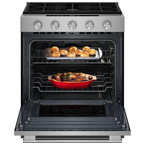 KitchenAid 30" 5.0 Cu. Ft. True Convection 5-Burner Slide-In Gas Air Fry Range - Stainless