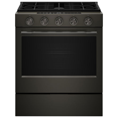 Cuisinière à gaz encastrable à 5 brûleurs avec convection véritable et friture à air chaud 5 pi³ 30 po de KitchenAid - Fonte noire