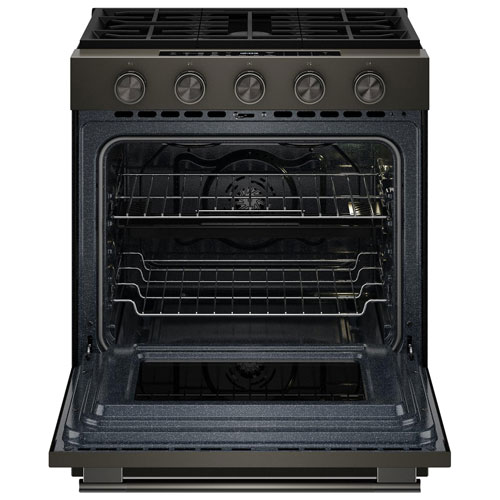 Cuisinière à gaz encastrable à 5 brûleurs avec convection véritable et friture à air chaud 5 pi³ 30 po de KitchenAid - Fonte noire