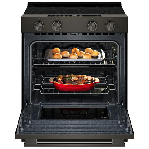 Cuisinière électrique encastrable à 5 éléments avec convection véritable et friture à air chaud 5,3 pi³ 30 po de KitchenAid - Fonte noire