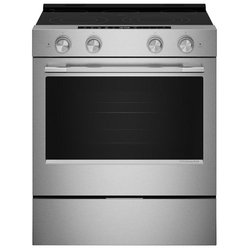 Cuisinière électrique encastrable avec ventilateur à convection et friture à air chaud 5,3 pi³ 30 po de KitchenAid - Fini en acier inoxydable