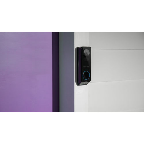 Sonnette vidéo sans fil à deux caméras 2K série 7000 de Philips - Noir