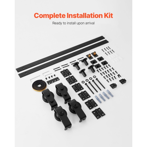 VEVOR 60" Bi-Folding Sliding Barn Door Hardware Track Kit, Top Mount Track Kit, Slide Smoothly & Quietly, Easy to Install, for Four 14" Closet Pantry