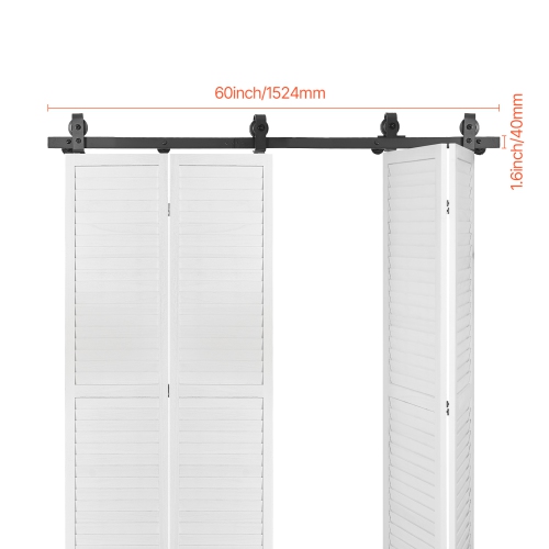 VEVOR 60" Bi-Folding Sliding Barn Door Hardware Track Kit, Top Mount Track Kit, Slide Smoothly & Quietly, Easy to Install, for Four 14" Closet Pantry