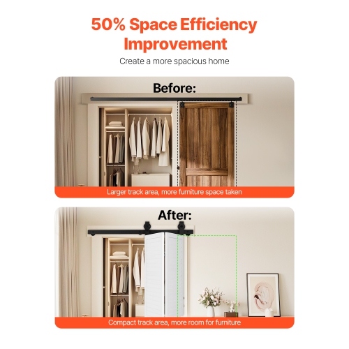 VEVOR 40" Bi-Folding Sliding Barn Door Hardware Track Kit, Top Mount Track Kit, Slide Smoothly & Quietly, Easy to Install, for Two 18" Closet Pantry