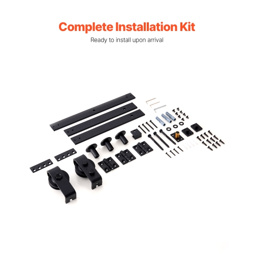 VEVOR 40" Bi-Folding Sliding Barn Door Hardware Track Kit, Top Mount Track Kit, Slide Smoothly & Quietly, Easy to Install, for Two 18" Closet Pantry