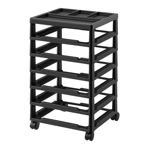 VEVOR 6-Tier Scrapbook Rolling Storage Cart, Large Capacity with Organizer Top, Black Frame with 4 Wheels, PP Material Cart Only, Rolling Craft