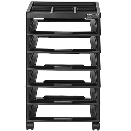 VEVOR 6-Tier Scrapbook Rolling Storage Cart, Large Capacity with Organizer Top, Black Frame with 4 Wheels, PP Material Cart Only, Rolling Craft