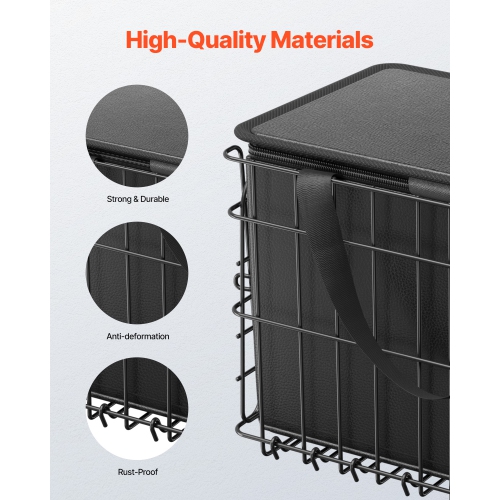 VEVOR Rear Bike Basket, Wire Bicycle Basket with Cargo Net, Removable Liner Bag & Waterproof Cover, Quick Release Design Bike Basket for Adult