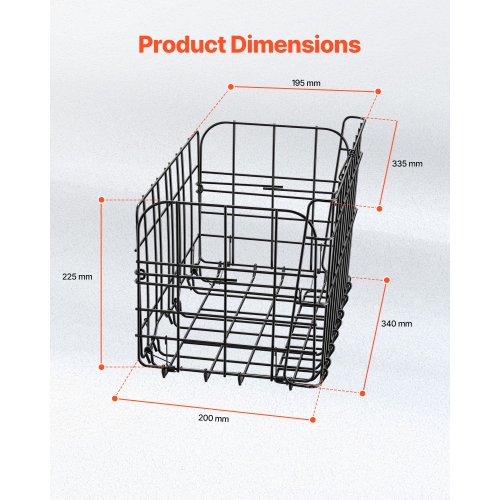 VEVOR Rear Bike Basket, Wire Bicycle Basket with Cargo Net, Removable Liner Bag & Waterproof Cover, Quick Release Design Bike Basket for Adult