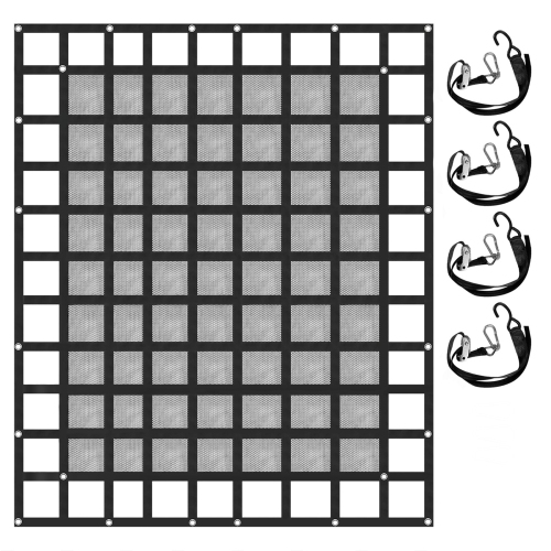 VEVOR  8' X 6.7' Cargo Net \w Mesh, for Pickup Truck Bed, Heavy Duty Cargo Nets \w Cam Buckles & S-Hooks & Cross Strap, Truck Bed Cargo Net For