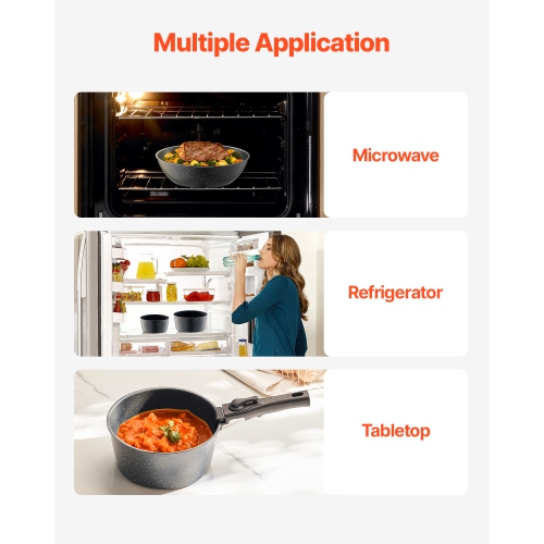 VEVOR 17 Piece Pots and Pans Set, Granite Nonstick Detachable Handle Cookware, Space Saving Induction Cookwares, Kitchen RV Cooking Sets with