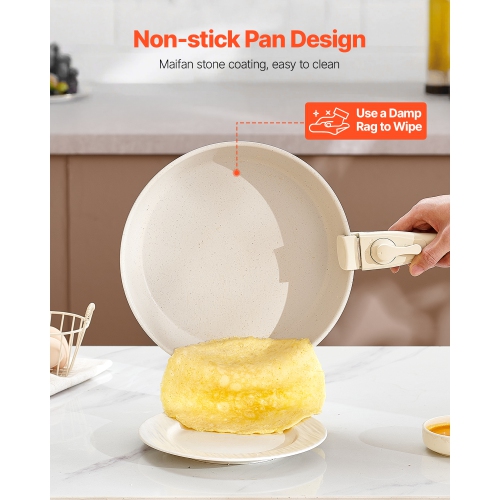 VEVOR 17 Piece Pots and Pans Set Nonstick, Detachable Handle Cookware, Space Saving Induction cookware set,Kitchen RV Cooking Sets,with