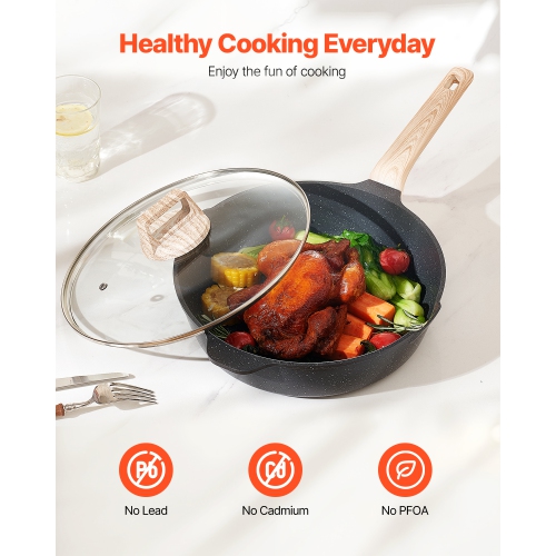 VEVOR 19 Piece Pots and Pans Set, Granite Nonstick Cookware Set, Induction Cookwares, Kitchen RV Cooking Sets with Frying,Sauce, Saute,Tempered Glass