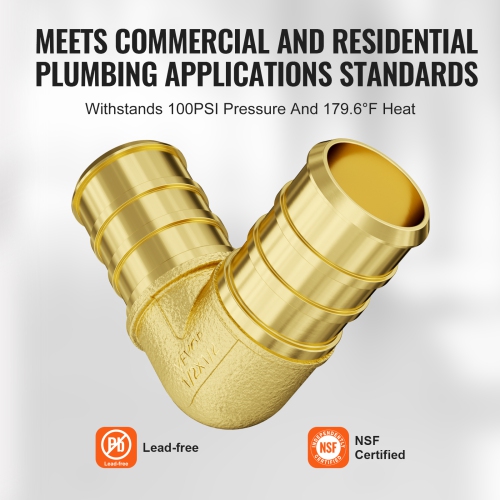 VEVOR 1/2" 50PCS Pipe Fittings, Brass Pipe Fittings, Clamp-style Elbows Pipe Connector Brass Air Fittings, Heavy Duty Plumbing Fittings Tube Adapter