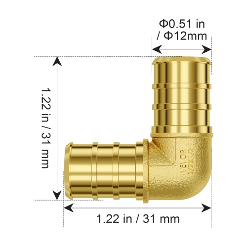 VEVOR 1/2" 50PCS Pipe Fittings, Brass Pipe Fittings, Clamp-style Elbows Pipe Connector Brass Air Fittings, Heavy Duty Plumbing Fittings Tube Adapter