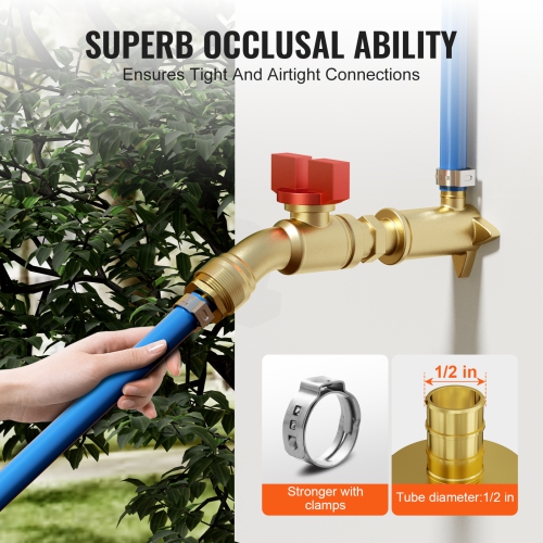 VEVOR 1/2" 25PCS Pipe Fittings, Brass Pipe Fittings, Clamp-style 1/2 NPT External Thread Pipe Connector Brass Air Fittings, Plumbing Fittings NPT