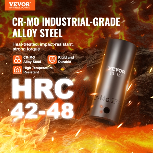 VEVOR 3/8" Drive Impact Socket Set, 25 Piece Deep & Shallow Socket Set SAE 5/16" - 1", 6 Point Cr-Mo Alloy Steel for Auto Repair, Easy-to-Read Size