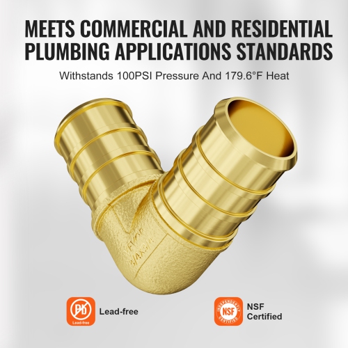 VEVOR 3/4" 50PCS Pipe Fittings, Brass Pipe Fittings, Clamp-style Elbows Pipe Connector Brass Air Fittings, Heavy Duty Plumbing Fittings Tube Adapter