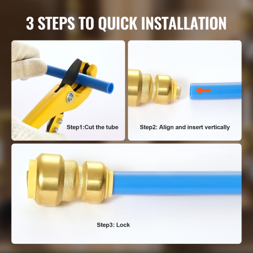 VEVOR 1/2"-3/4" Pipe Fittings, 12PCS Brass Pipe Fittings, Straight-Through Push-Fit Pipe Connector Brass Air Fittings, Heavy Duty Plumbing Fittings