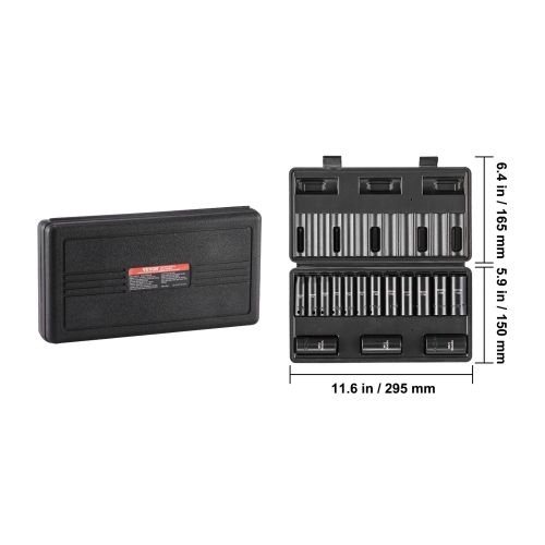 VEVOR 3/8" Drive Impact Socket Set, 15 Piece Deep Socket Set Metric 8-22mm, 6 Point Cr-Mo Alloy Steel for Auto Repair, Easy-to-Read Size Markings,