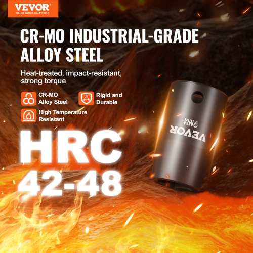 VEVOR 3/8" Drive Impact Socket Set, 14 Piece Shallow Socket Set Metric 7-20mm, 6 Point Cr-Mo Alloy Steel for Auto Repair, Easy-to-Read Size Markings,