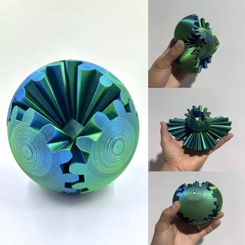 Gear Ball - 3D Printed Gear Ball Spin Ball or Cube Fidget Toy, Stress Ball
