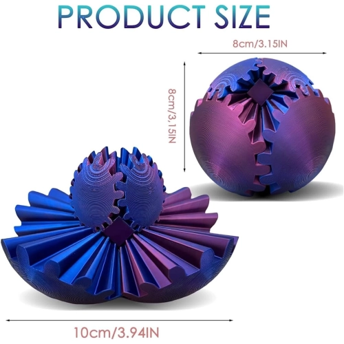 Gear Ball - 3D Printed Gear Ball Spin Ball or Cube Fidget Toy, Stress Ball