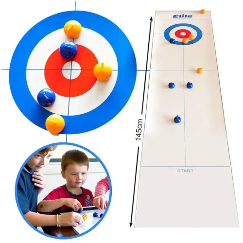 Tabletop Curling Game for Adults & Family. Fun Indoor Sports Game for Everyone