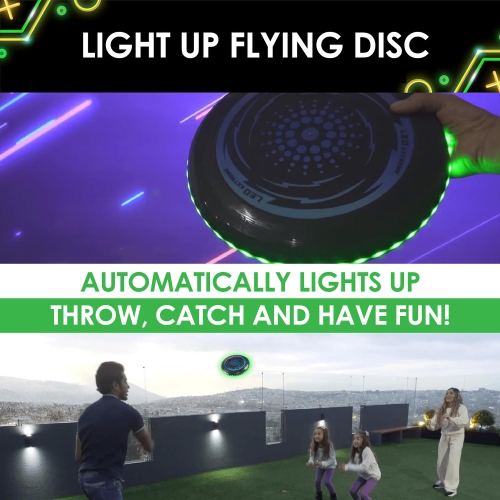 Flying Disc - Battery Power , Flying Disc Adventure for Day and Night ,Easter Basket Stuffers for Men/Boys/Teens
