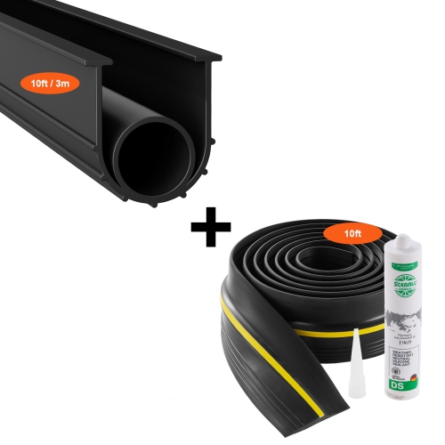 VEVOR  10 Ft Garage Door Threshold And Bottom Seals Kit, U Shape+O Ring Universal Garage Door Bottom Seal Weatherstrip Pvc, Combine \w Weatherproof